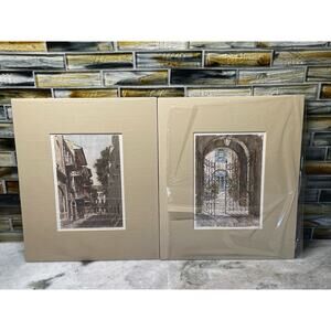 Pirates Alley & The Wishing Gates by Don Davey Two Matted Art Prints New Orleans